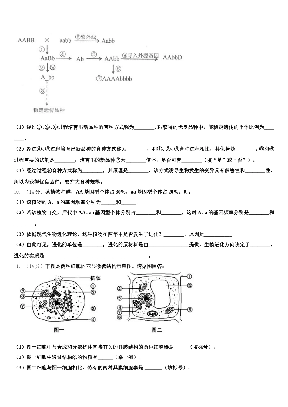2024-2025学年济南市重点中学生物高一下期末质量跟踪监视模拟试题含解析_第3页