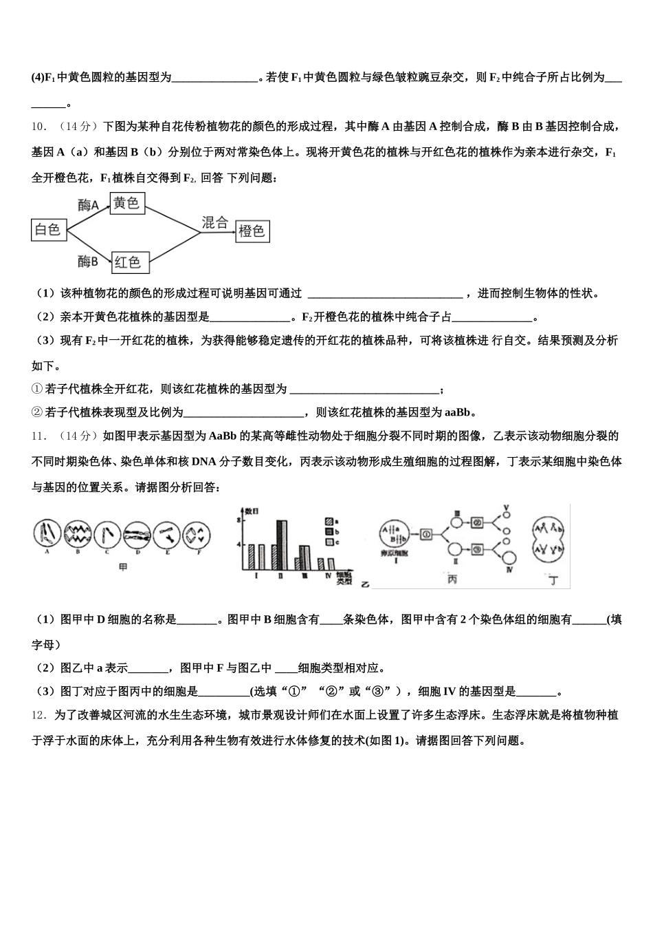 2025年山东省滨州市十二校生物高一第二学期期末复习检测模拟试题含解析_第3页