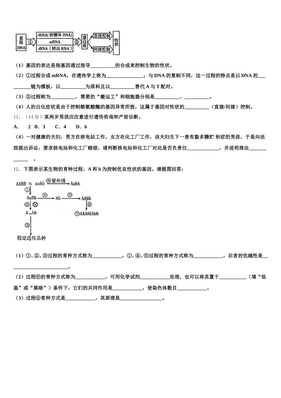 山东省青岛市第二中学2024-2025学年生物高一下期末学业质量监测模拟试题含解析_第3页