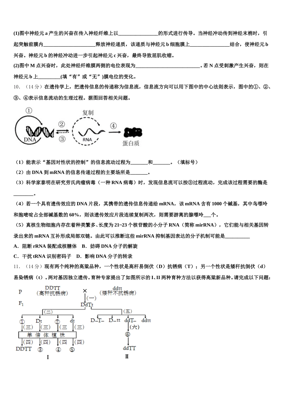 2025年山东省日照市五莲县高一下生物期末联考模拟试题含解析_第3页
