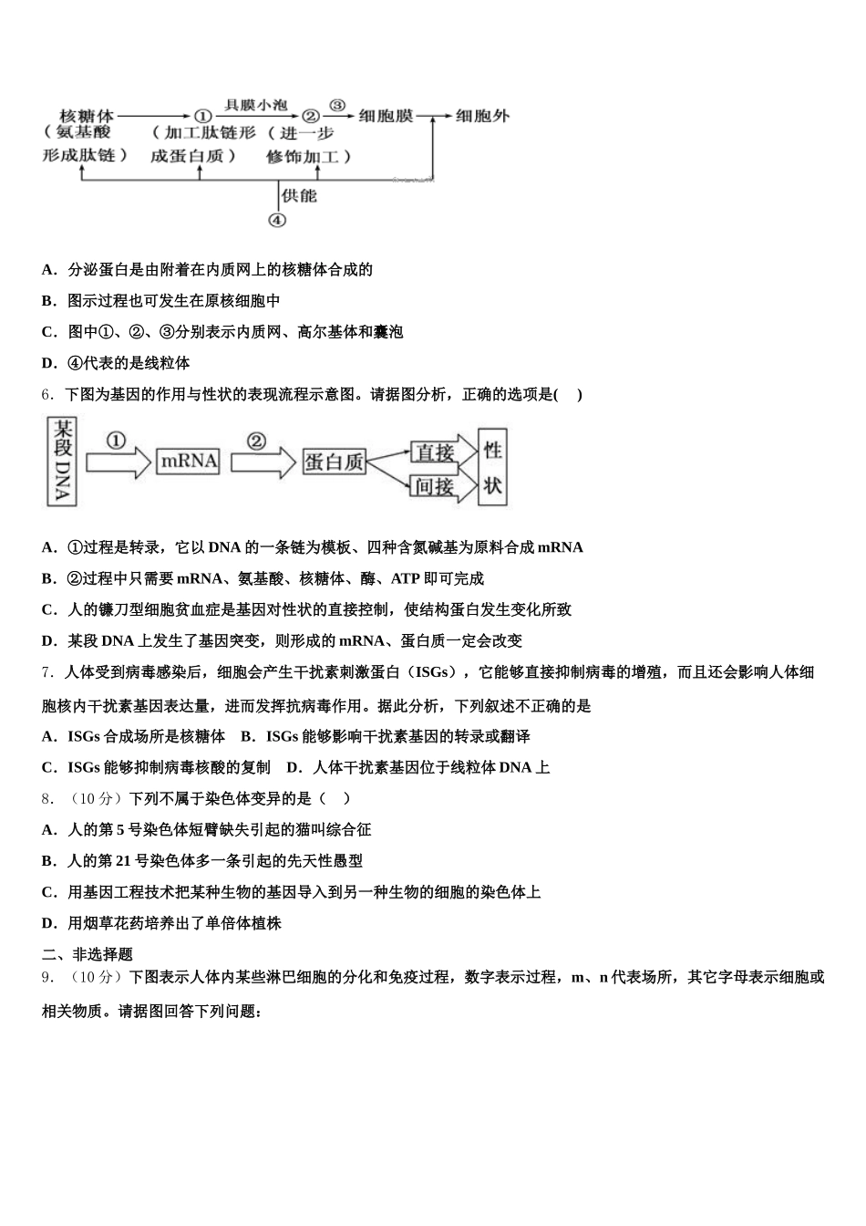 2025届山东省七校联合体生物高一下期末联考模拟试题含解析_第2页