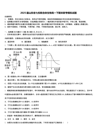 2025届山东省七校联合体生物高一下期末联考模拟试题含解析