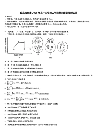 山东青岛市2025年高一生物第二学期期末质量检测试题含解析
