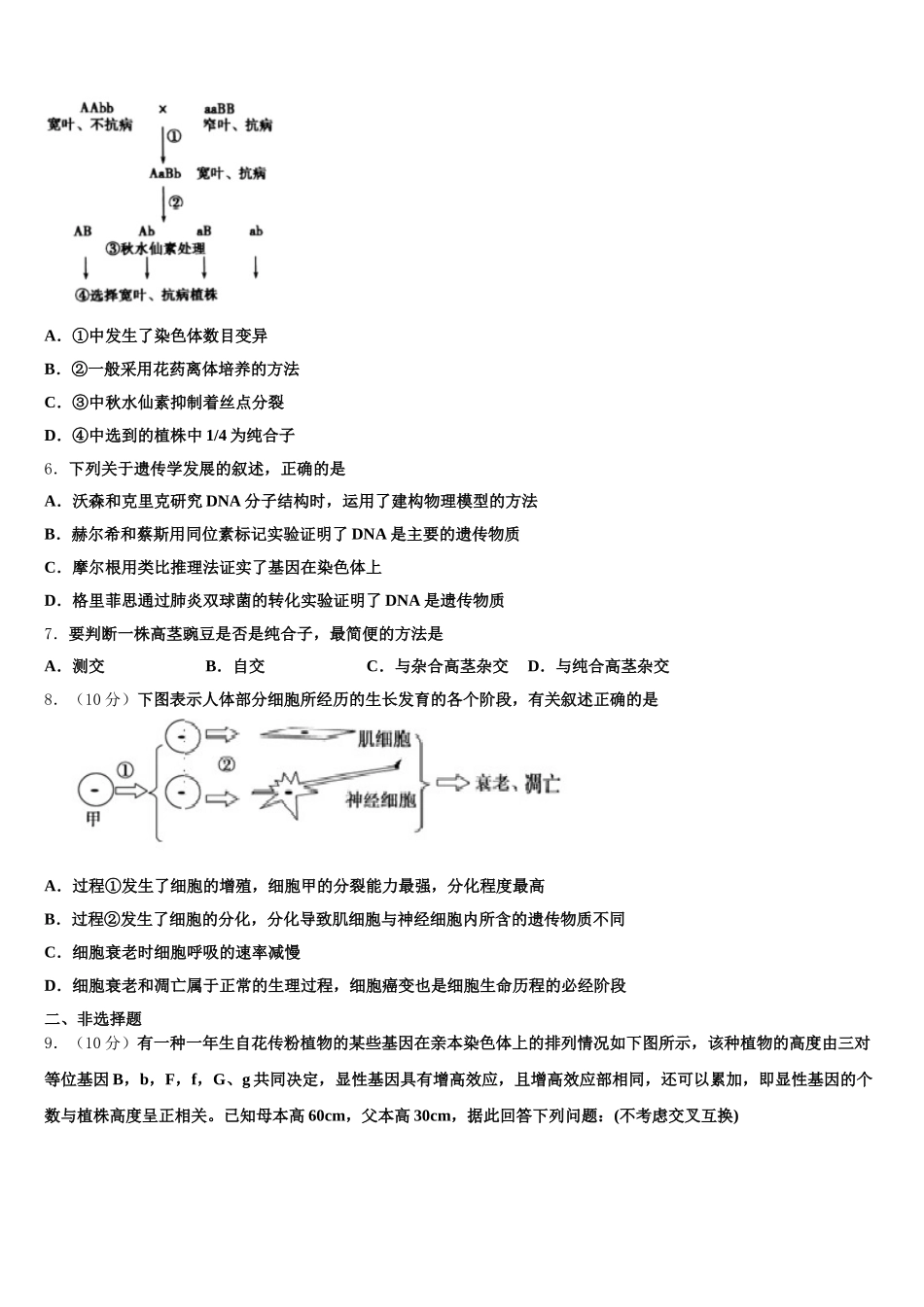 青岛第二十六中学2025年高一下生物期末学业质量监测模拟试题含解析_第2页