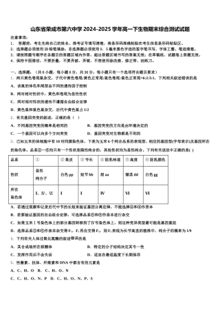 山东省荣成市第六中学2024-2025学年高一下生物期末综合测试试题含解析
