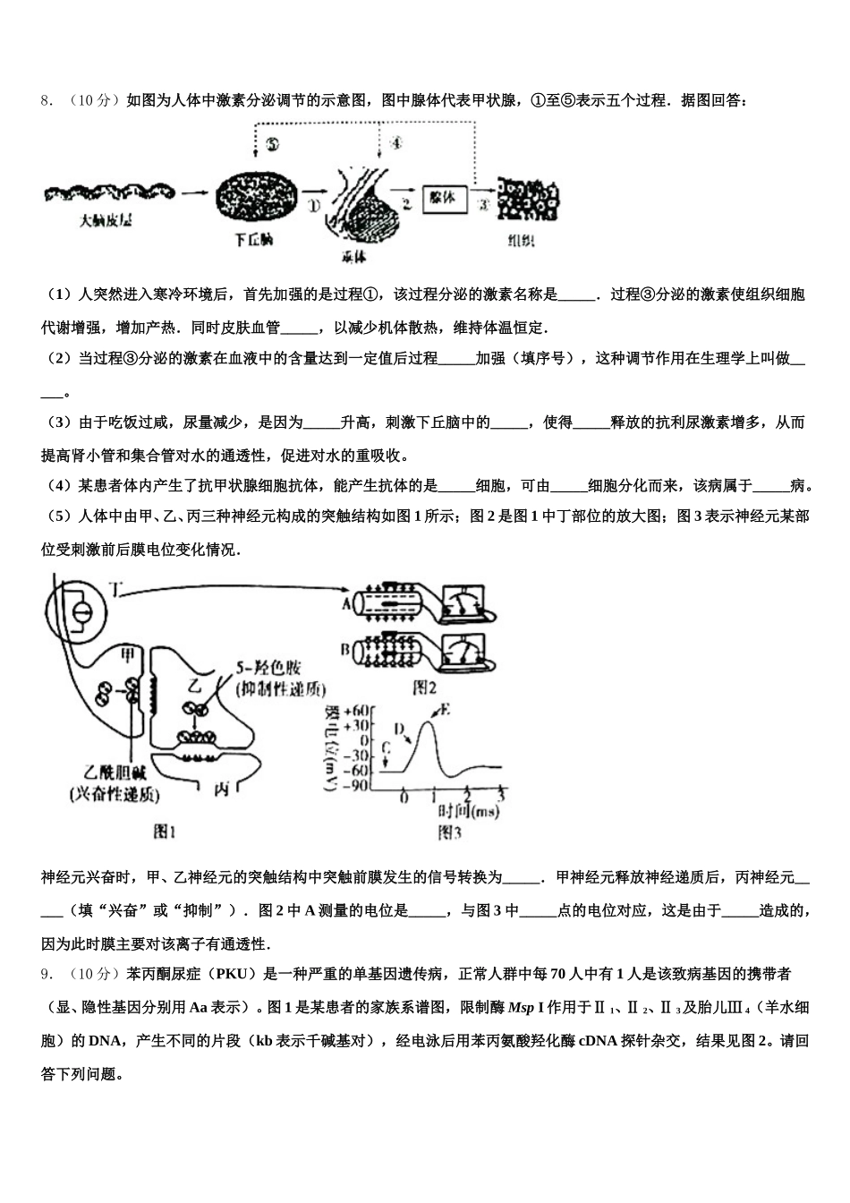 2025年山东省淄博实验中学、淄博五中生物高一下期末教学质量检测模拟试题含解析_第3页