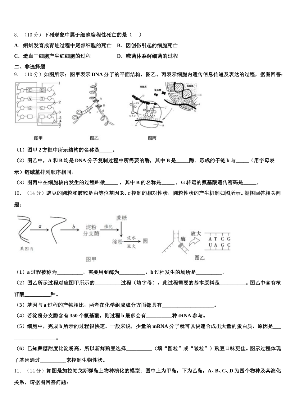 2025年山东省临沂市十九中生物高一下期末质量跟踪监视试题含解析_第3页