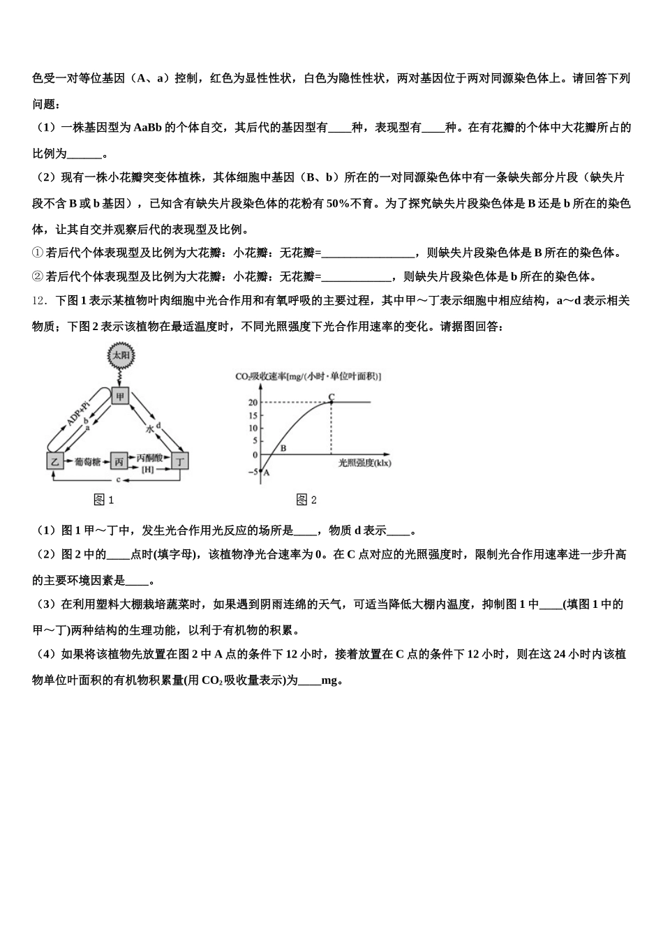 2024-2025学年山东省枣庄十八中高一生物第二学期期末质量跟踪监视试题含解析_第3页