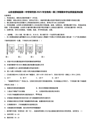 山东省鄄城县第一中学探究部2025年生物高一第二学期期末学业质量监测试题含解析