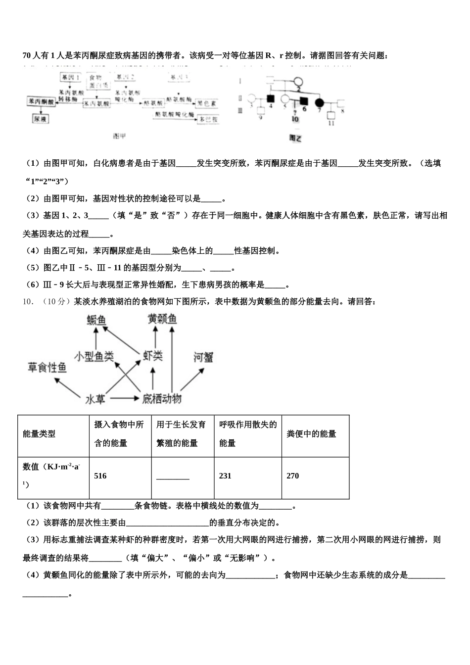 山东省济宁一中2025届生物高一下期末学业质量监测试题含解析_第3页