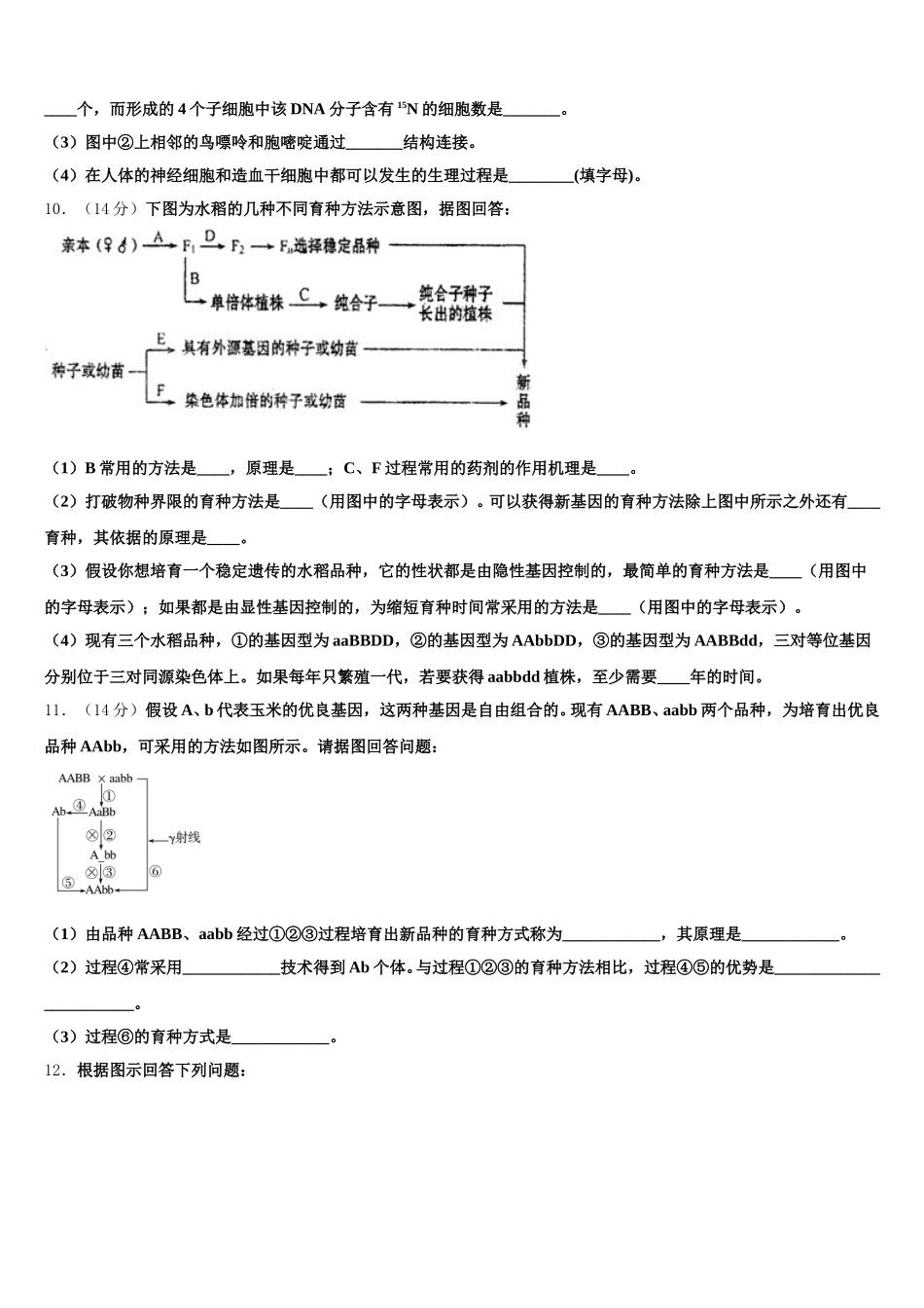 山东省临沭第一中学2024-2025学年高一生物第二学期期末调研试题含解析_第3页