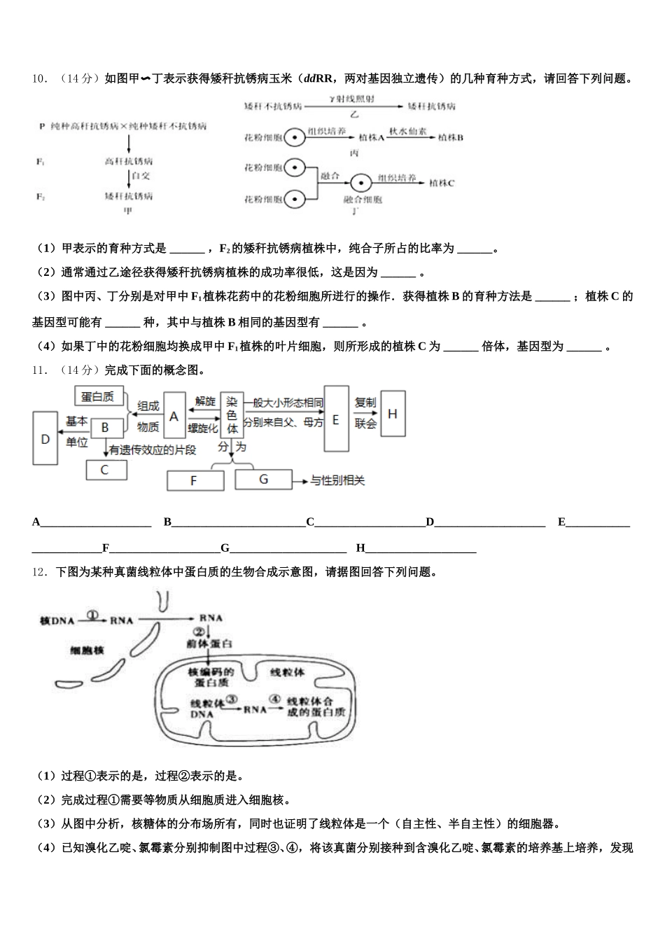 2025年山东省济南市部分区县生物高一下期末统考模拟试题含解析_第3页