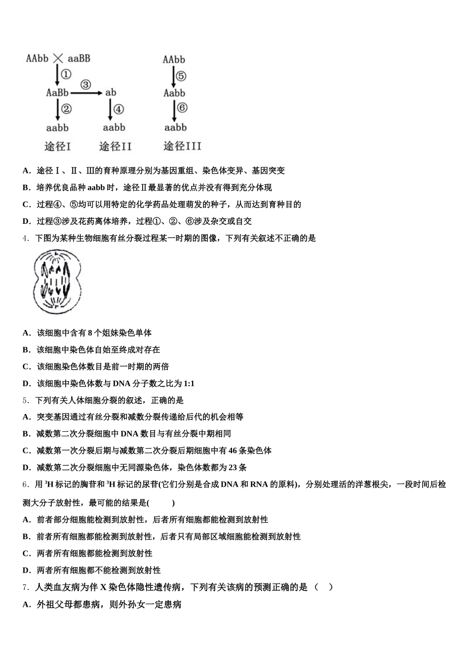 2025年山东省临沂市十九中高一下生物期末考试试题含解析_第2页