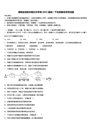 湖南省岳阳市第五中学等2025届高一下生物期末统考试题含解析