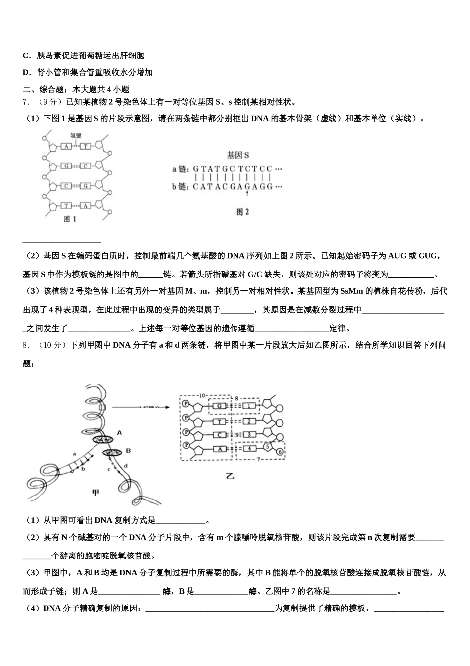 2025年湖南省常宁一中高一下生物期末经典模拟试题含解析_第3页