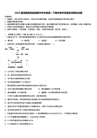2025届湖南邵阳县德望中学生物高一下期末教学质量检测模拟试题含解析