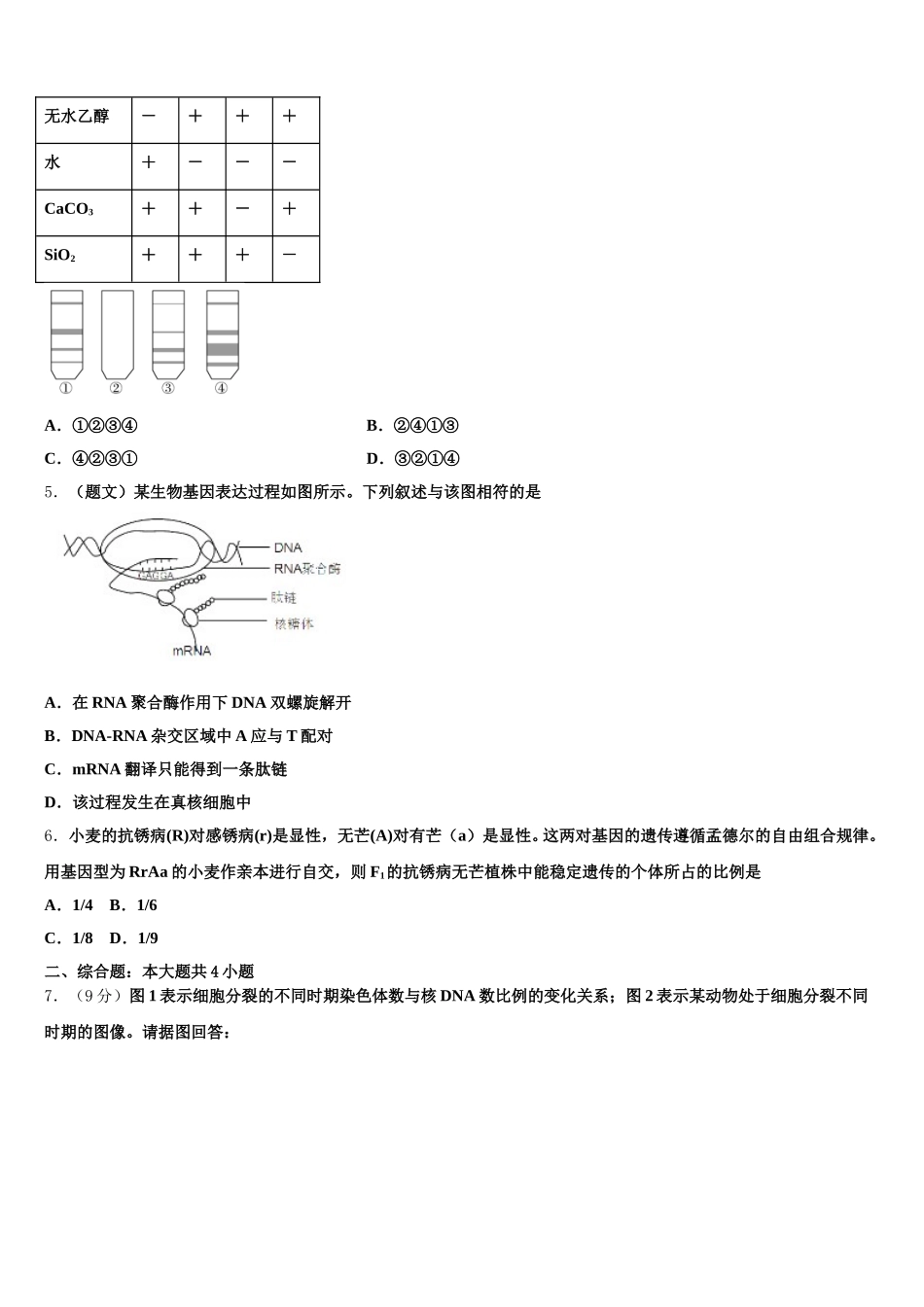 湖南省邵阳市双清区第十一中学2025届高一生物第二学期期末学业质量监测试题含解析_第2页