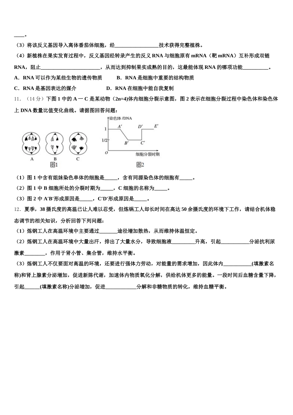 湖南省邵阳市崀山培英学校2024-2025学年高一下生物期末经典模拟试题含解析_第3页