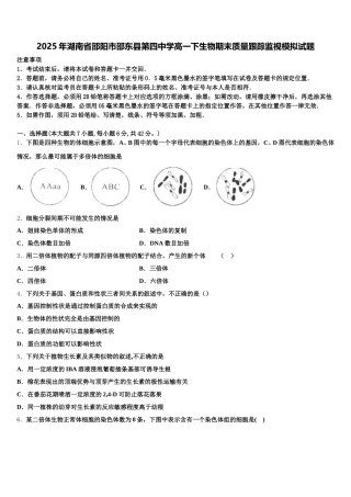 2025年湖南省邵阳市邵东县第四中学高一下生物期末质量跟踪监视模拟试题含解析