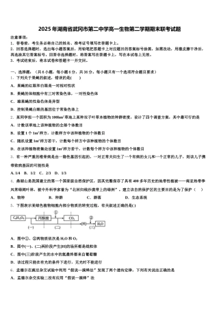 2025年湖南省武冈市第二中学高一生物第二学期期末联考试题含解析