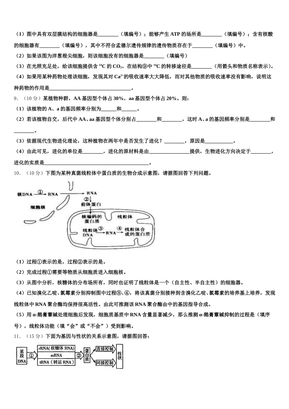 2025届湖南省长沙市雅礼中学高一生物第二学期期末达标检测试题含解析_第3页