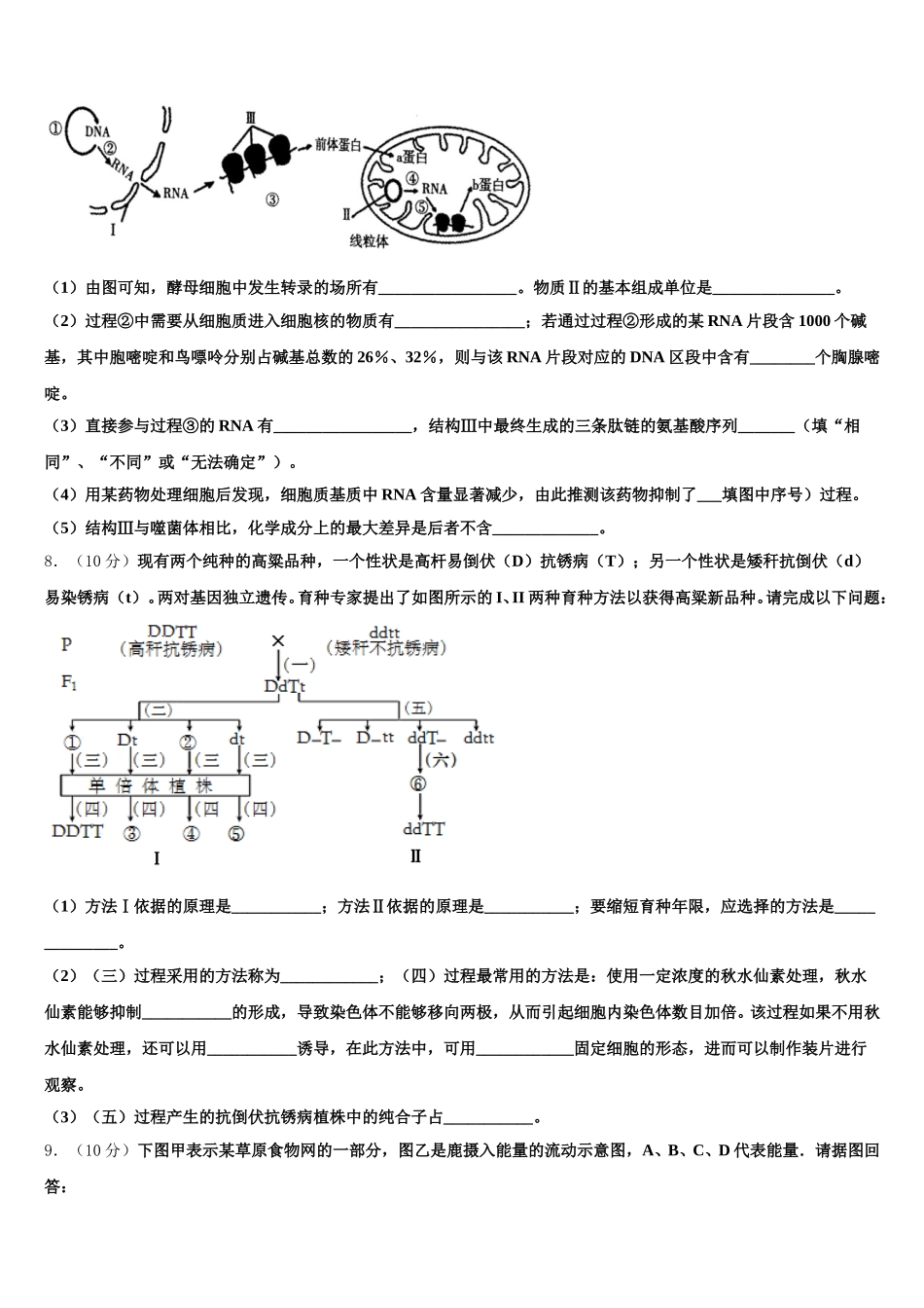 2025年湖南省邵阳市洞口四中生物高一第二学期期末经典模拟试题含解析_第2页