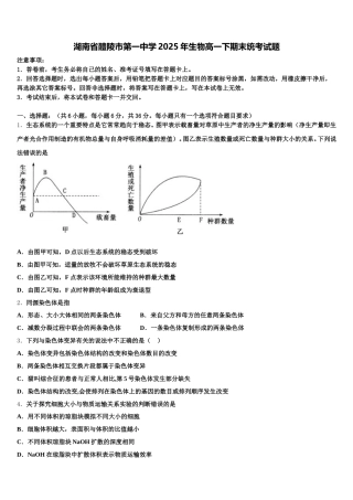湖南省醴陵市第一中学2025年生物高一下期末统考试题含解析