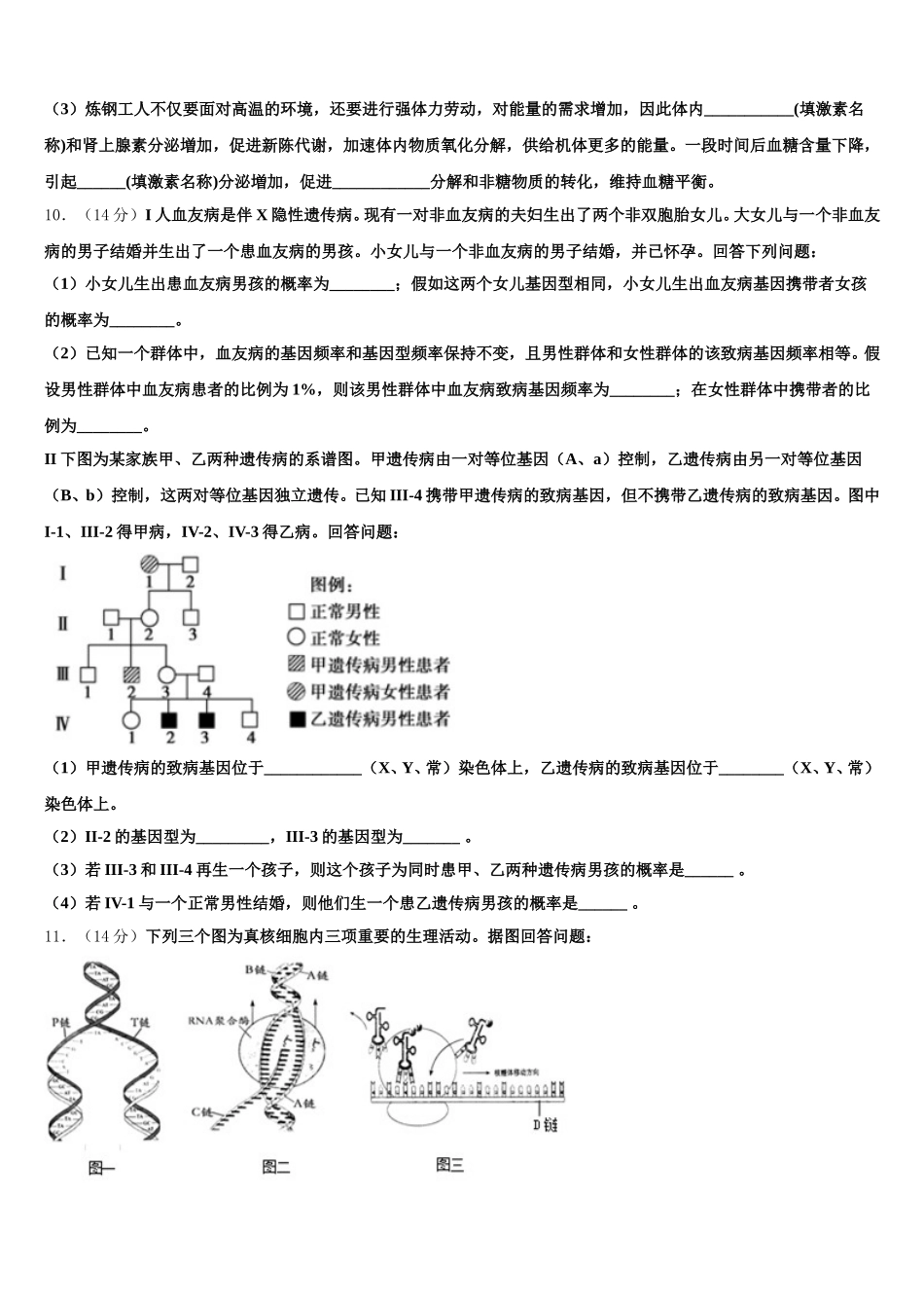 2024-2025学年湖南省湘钢一中生物高一下期末联考模拟试题含解析_第3页