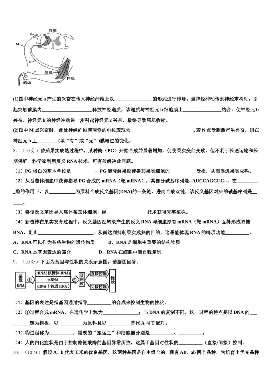 2025年湖南省凤凰县凤凰皇仓中学生物高一下期末调研模拟试题含解析_第2页