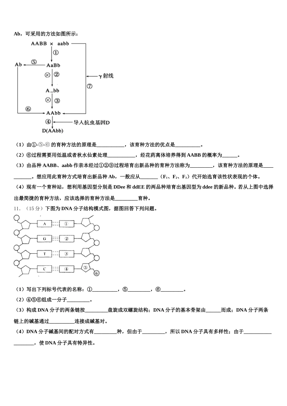2025年湖南省凤凰县凤凰皇仓中学生物高一下期末调研模拟试题含解析_第3页