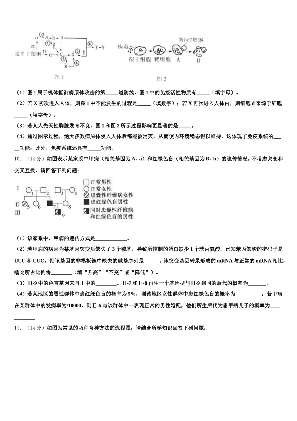 2025届湖南省株洲市醴陵市第四中学生物高一第二学期期末经典试题含解析_第3页