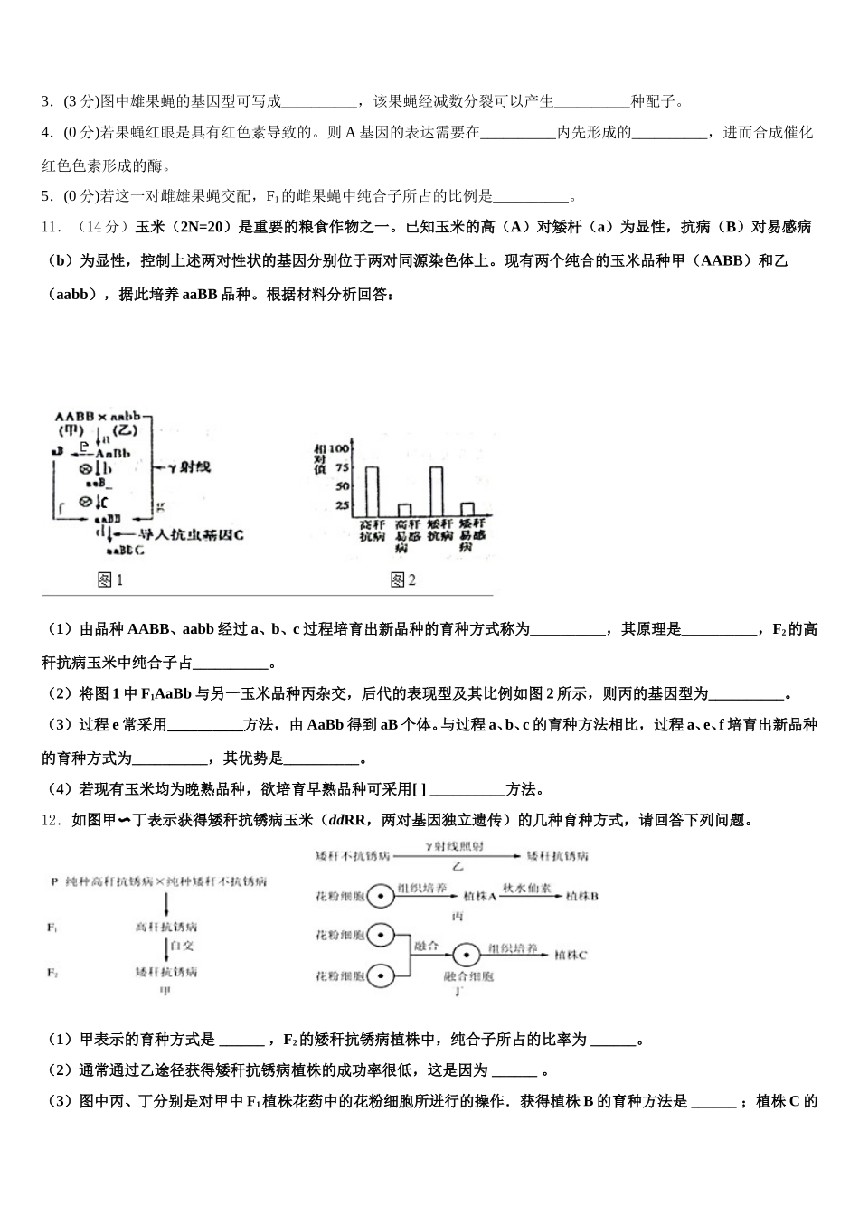 2025年一轮复习第七章《恒定电流》测试卷生物高一第二学期期末教学质量检测模拟试题含解析_第3页