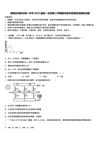 湖南省浏阳市第一中学2025届高一生物第二学期期末教学质量检测模拟试题含解析