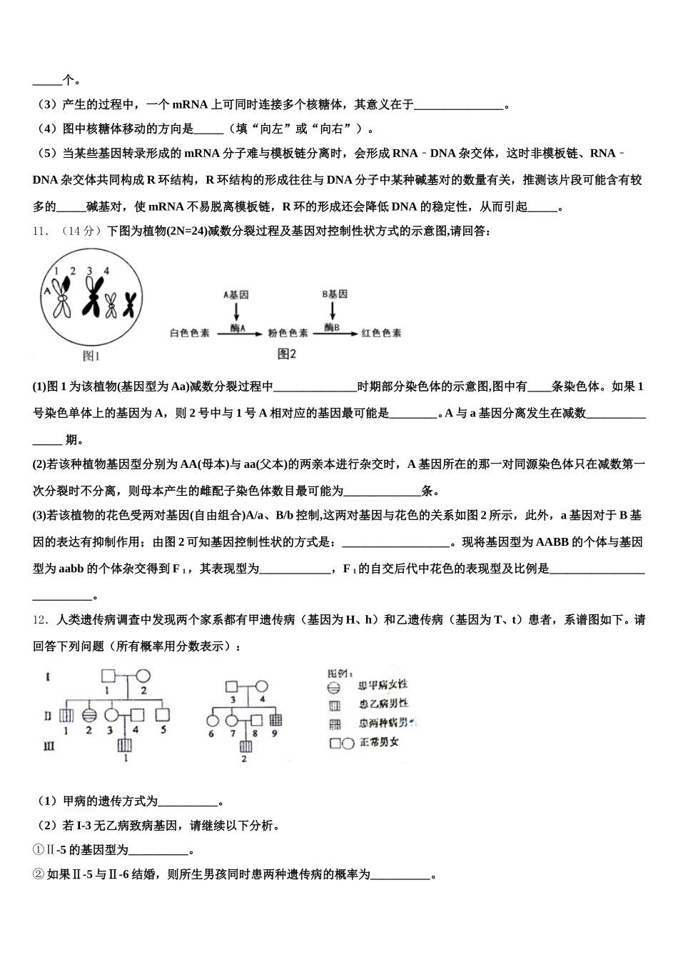 湖南省衡阳县2024-2025学年生物高一第二学期期末质量跟踪监视试题含解析_第3页