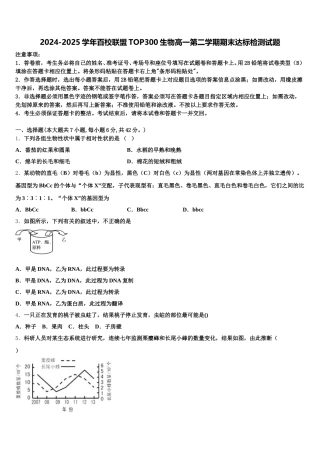 2024-2025学年百校联盟TOP300生物高一第二学期期末达标检测试题含解析