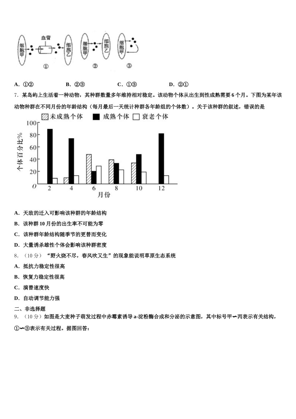 2024-2025学年湖南省长沙市重点中学生物高一第二学期期末质量跟踪监视试题含解析_第2页