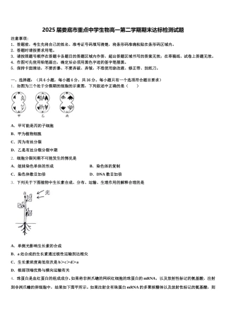 2025届娄底市重点中学生物高一第二学期期末达标检测试题含解析