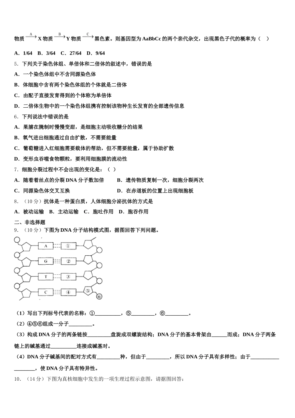 2025年湖南省邵阳市邵东县第四中学生物高一第二学期期末达标检测试题含解析_第2页