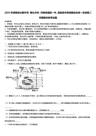 2025年湖南省长郡中学、雅礼中学、河南省南阳一中、信阳高中等湘豫名校高一生物第二学期期末联考试题含解析
