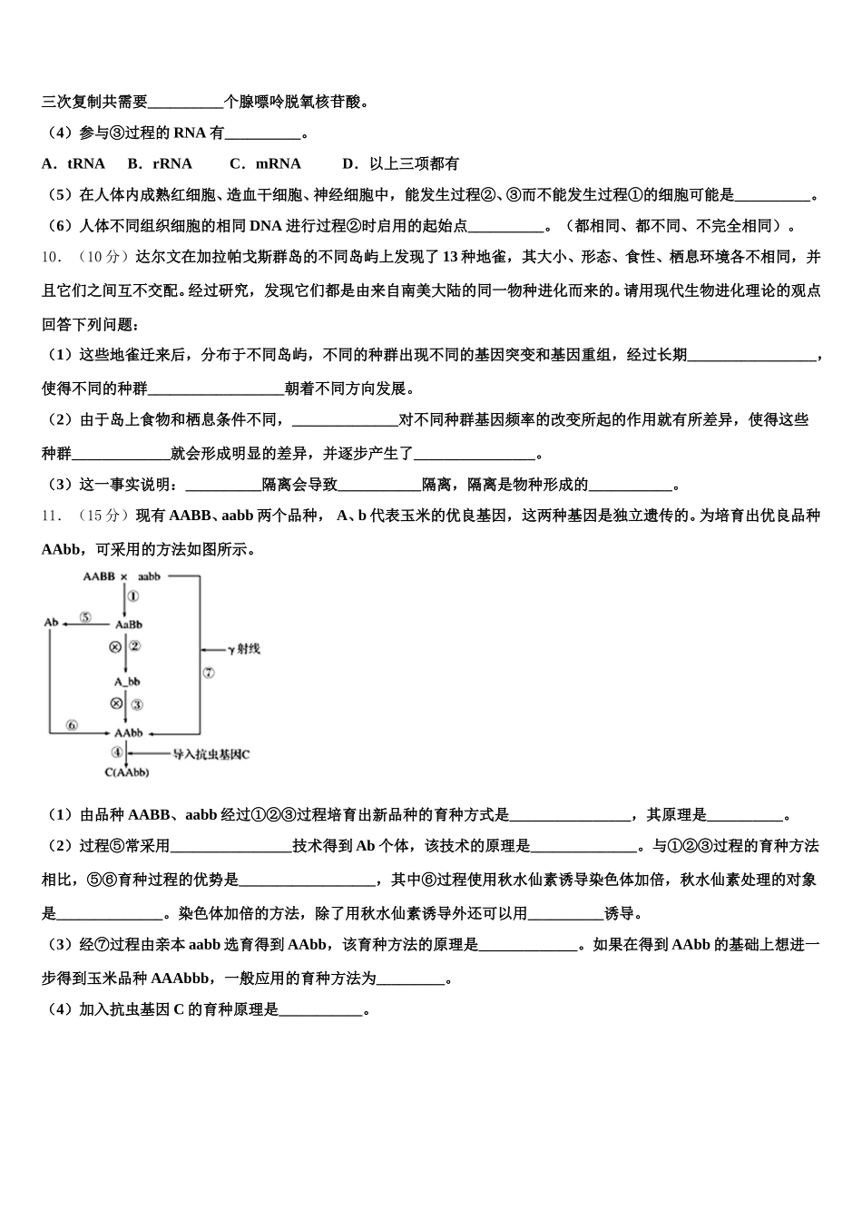 湖南省长沙市一中、湖南师大附中2024-2025学年高一下生物期末监测模拟试题含解析_第3页