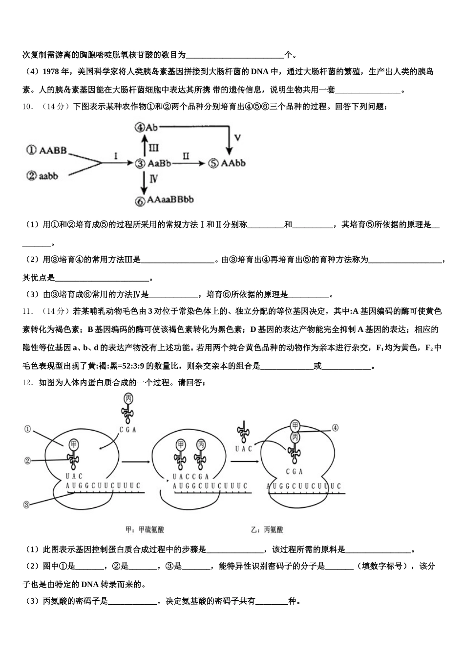 湖南省衡阳县2024-2025学年高一下生物期末调研模拟试题含解析_第3页