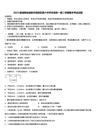 2025届湖南省益阳市资阳区第六中学生物高一第二学期期末考试试题含解析