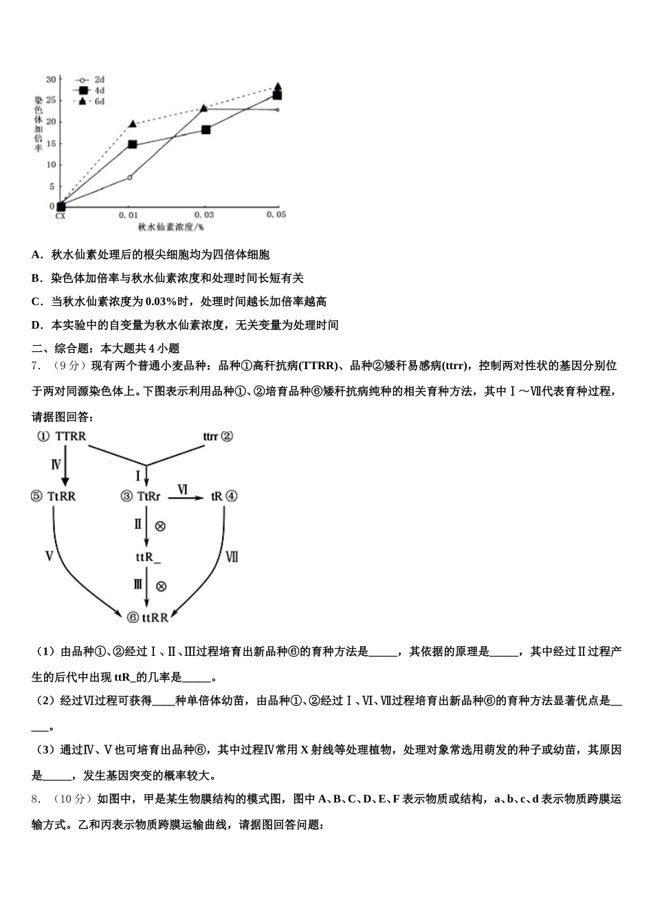 2025年中学生标准学术能力诊断性测试高一下生物期末质量检测模拟试题含解析_第2页