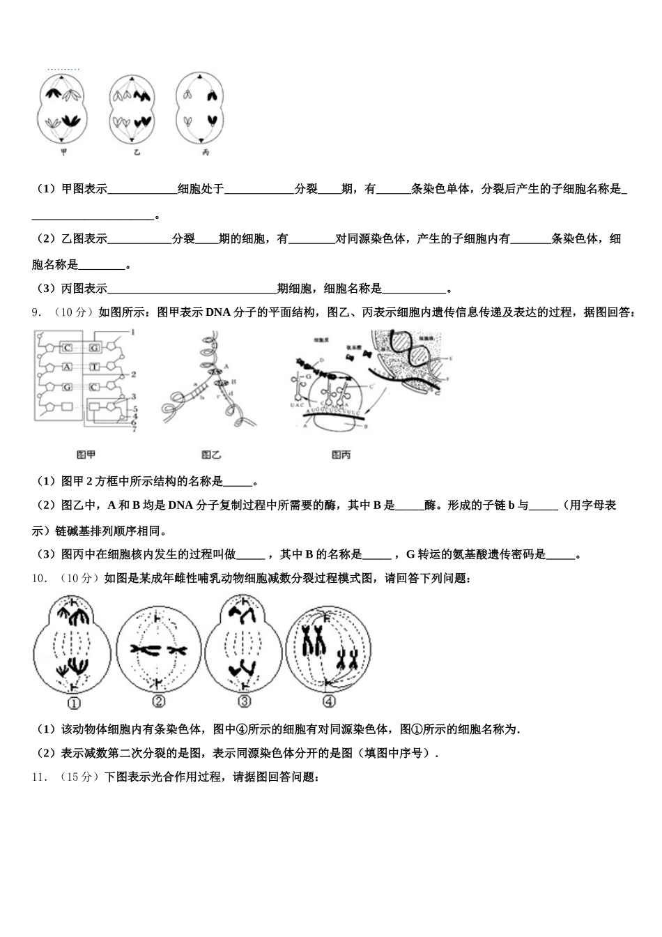 2024-2025学年湖南省长沙同升湖实验学校生物高一第二学期期末综合测试试题含解析_第3页