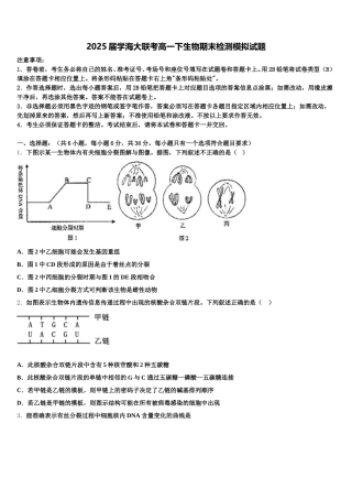 2025届学海大联考高一下生物期末检测模拟试题含解析
