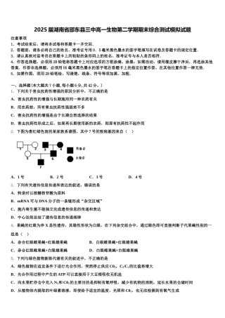 2025届湖南省邵东县三中高一生物第二学期期末综合测试模拟试题含解析