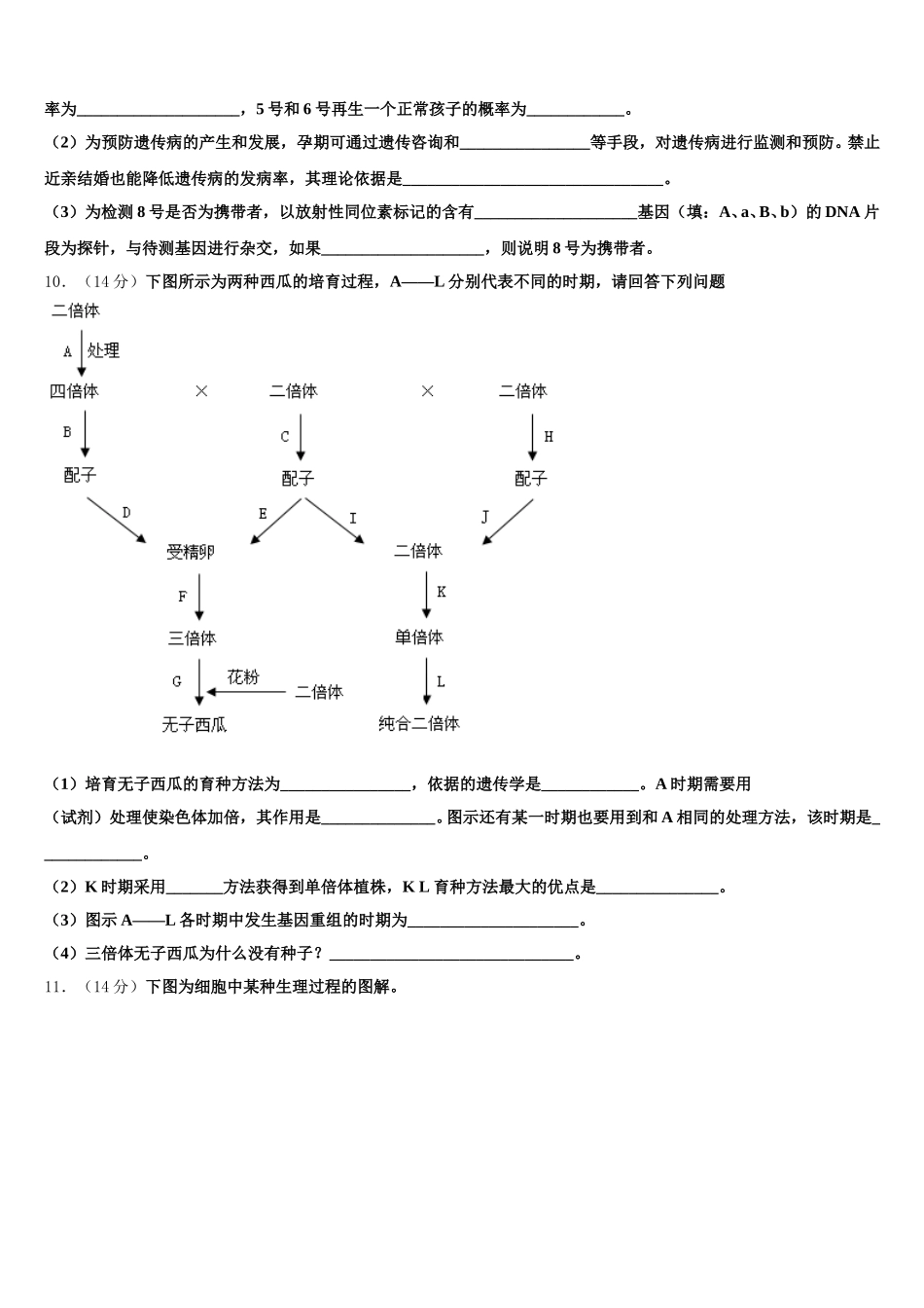 2025届湖南省邵阳市双清区第十一中学生物高一下期末达标检测模拟试题含解析_第3页
