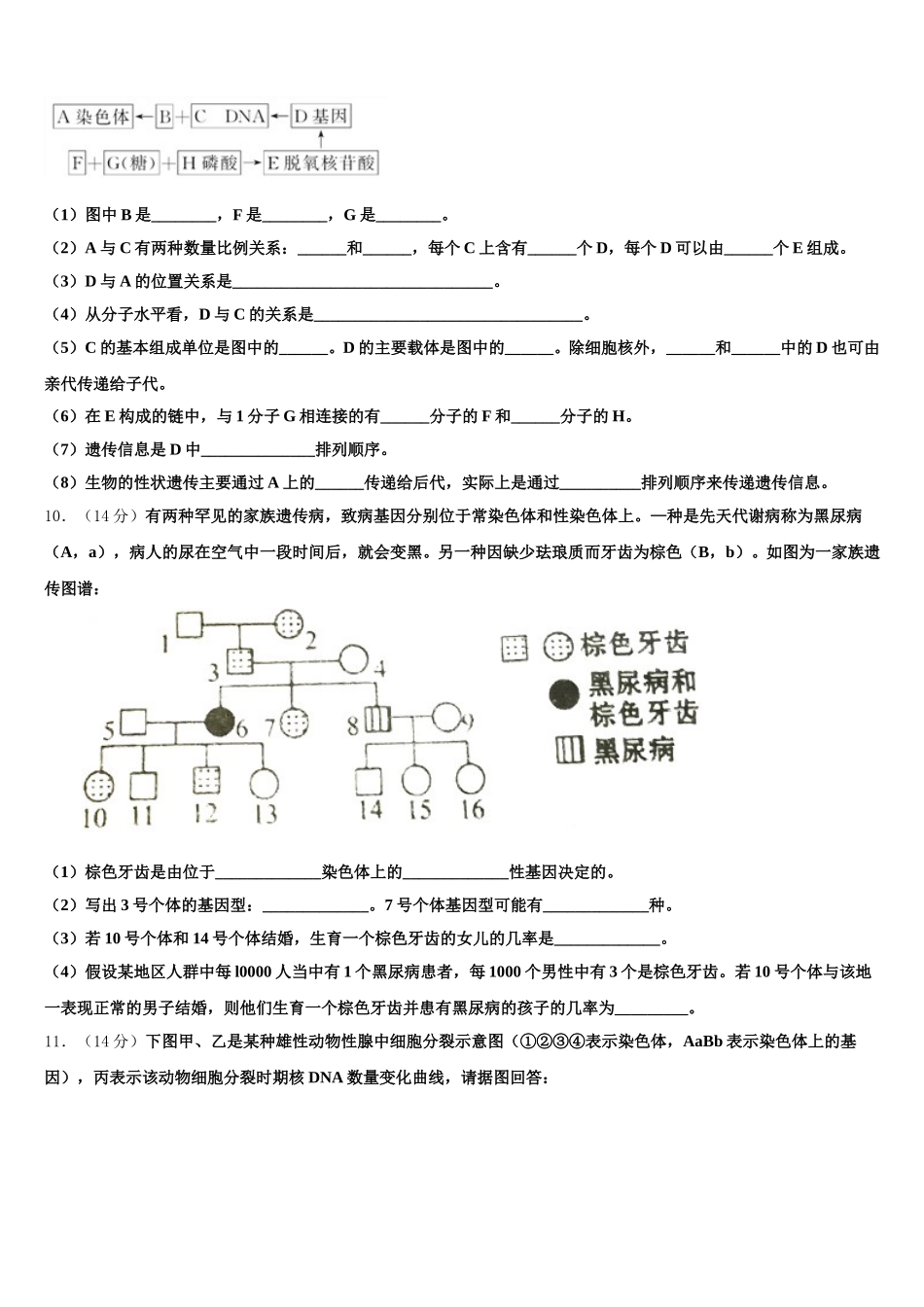 2024-2025学年湖南省常德外国语学校高一下生物期末考试模拟试题含解析_第3页