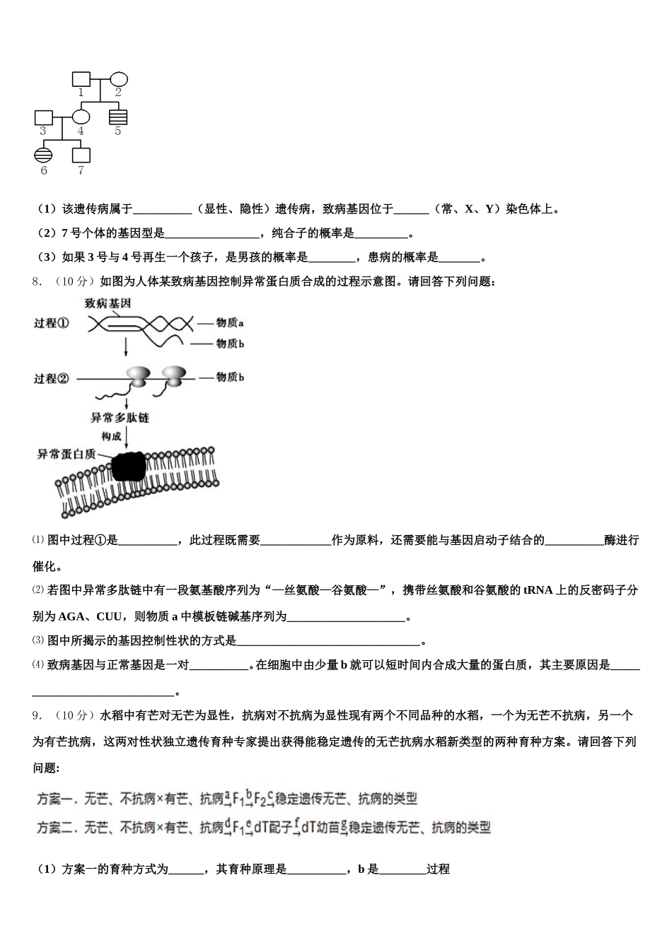 2025届湖南省衡阳八中、澧县一中生物高一下期末监测模拟试题含解析_第3页