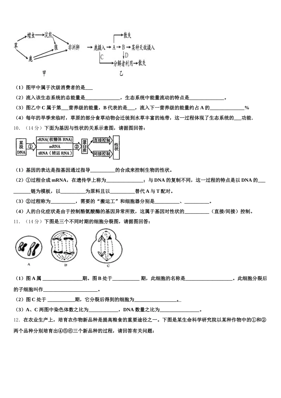 湖南省郴州市2025年生物高一第二学期期末监测模拟试题含解析_第3页